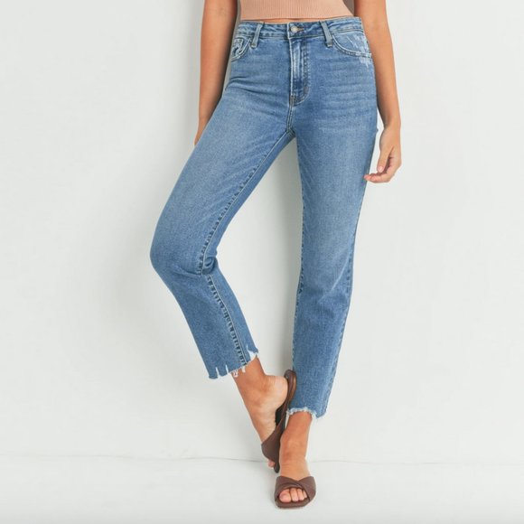 Just Black Denim Women's Straight Leg Blue Jeans - Picture 1 of 5